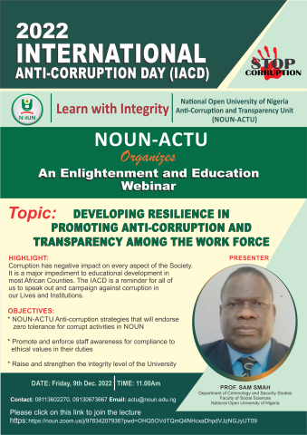 Developing Resilience in Promoting Anti-Corruption and Transparency Among the Work Force