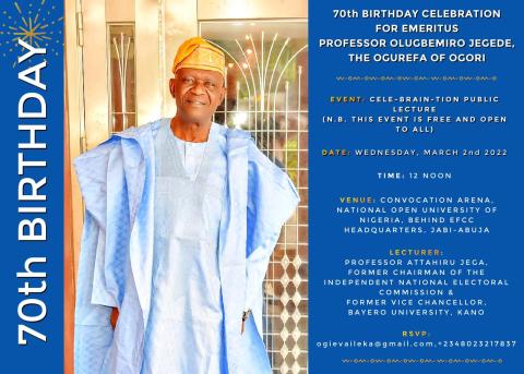 70th birthday of Prof Jegede