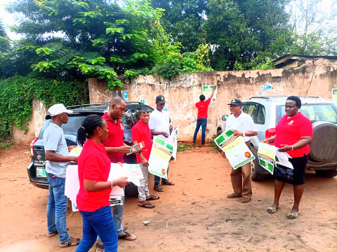 Centre Director, Fugar Community Study Centre, Prof. Jonathan Aliede (2nd Right ),leading his staff to the markets