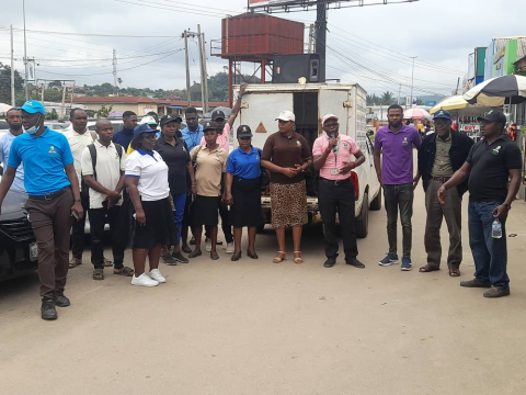 Prof.M. Adejoro (middle) during the advocacy walk